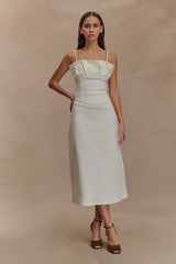 Cecilia Denim A-Line Midi Skirt - White