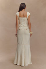 Loretta Cap Sleeve Denim Top - Ecru