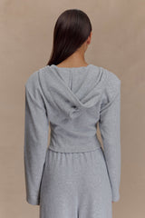 Quinn Zip Up Hoodie - Light Grey Marle