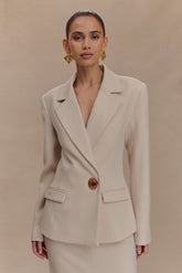 Max Cinched Waist Blazer - Ivory Stone
