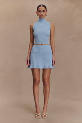 Indy Pointelle Knit Mini Skirt - Cornflower Blue