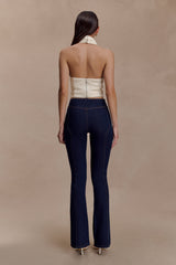 Clio Paneled Flare Jeans - Indigo Blue