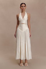 Makena Gathered Midi Skirt - Opal White