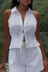 Scout Sleeveless Linen Shirt - White