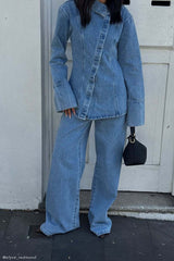 Jericho Asymmetrical Denim Shirt - Classic Blue