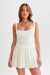 Hailey Slinky Long Line Sweetheart Top - Ivory