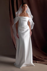 Asteria Draped Chiffon Veil - Ivory