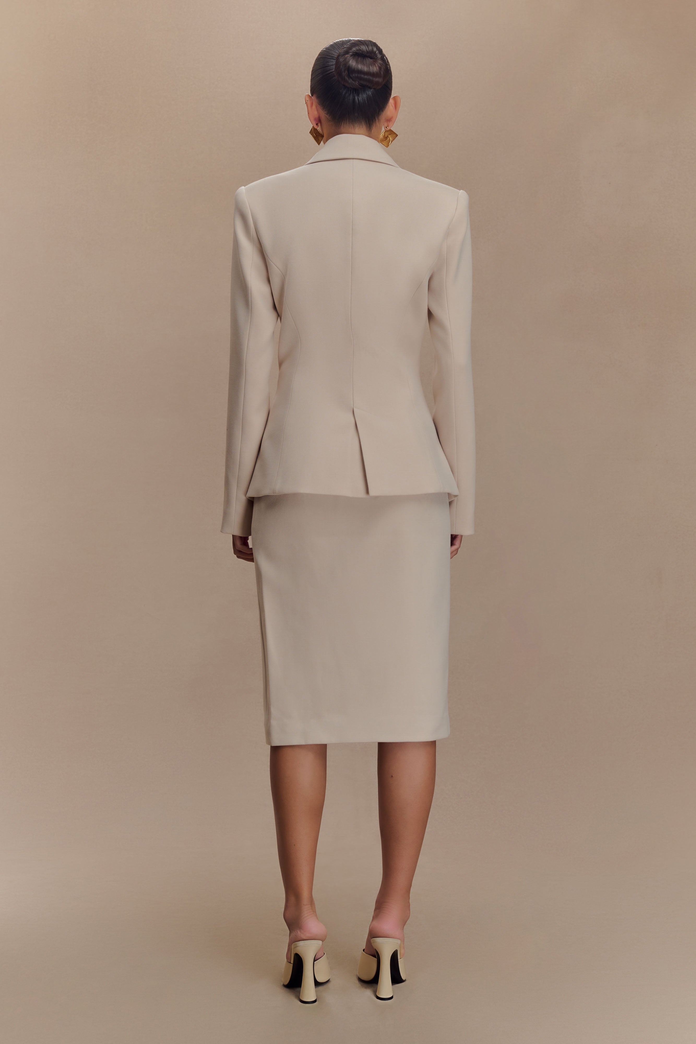 Max Cinched Waist Blazer - Ivory Stone