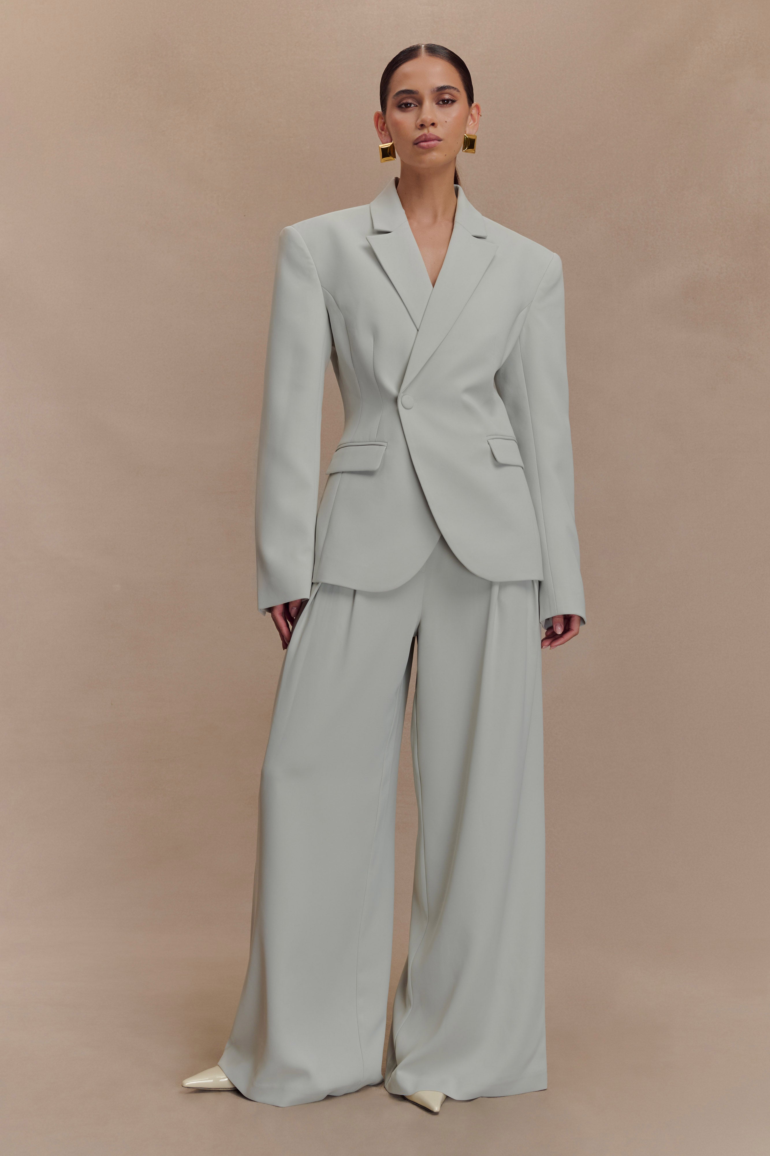 Jameson Cinched Suiting Blazer - Light Sage