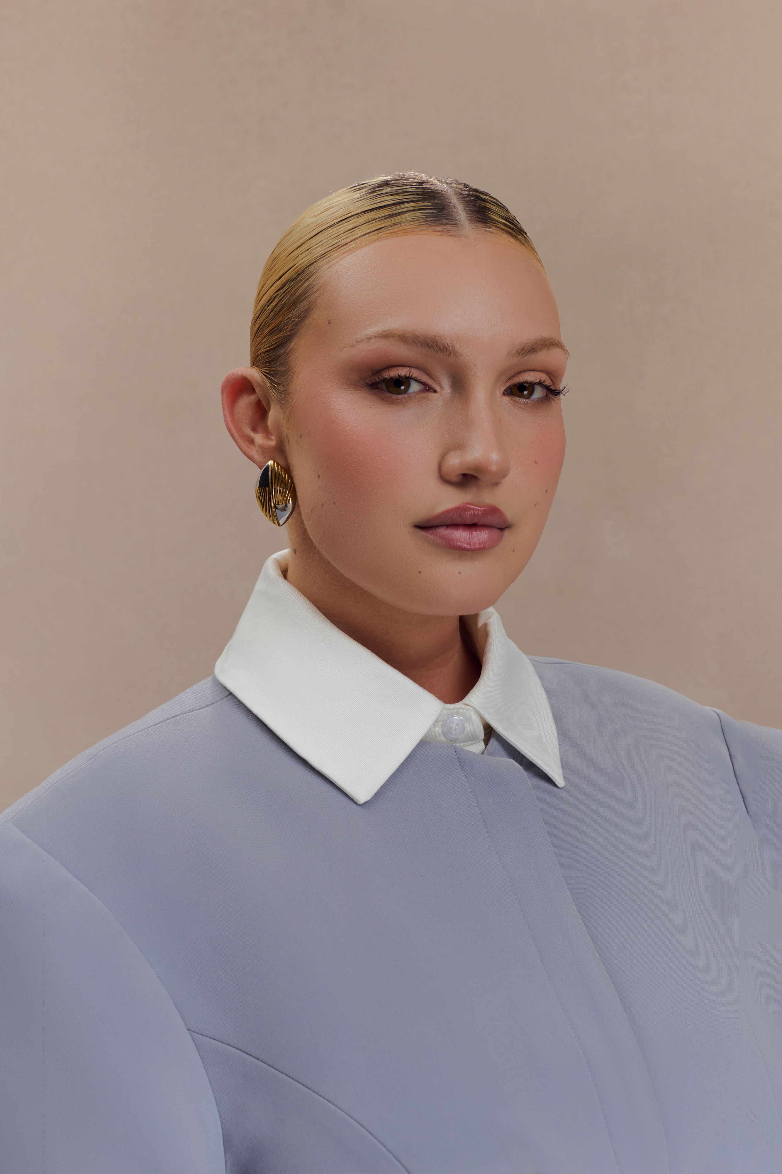 Felicity Mixed Metal Oval Earrings - Gold