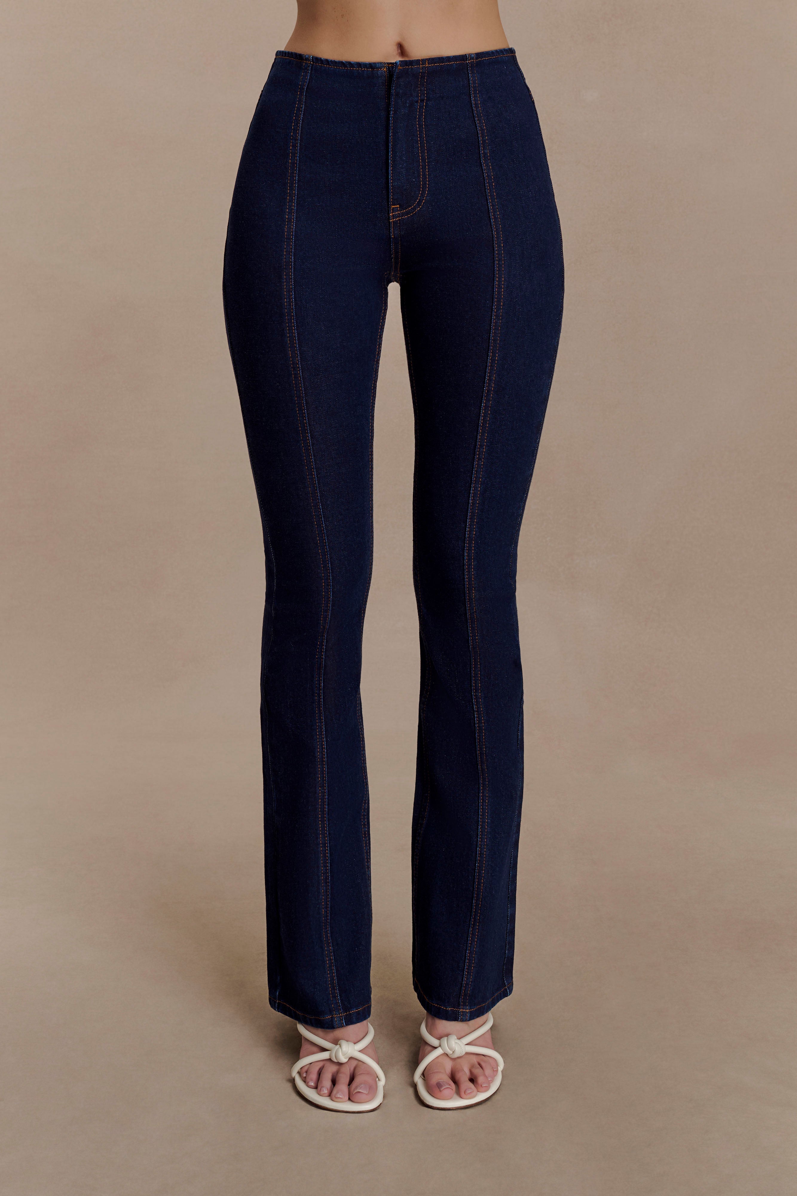 Clio Paneled Flare Jeans - Indigo Blue
