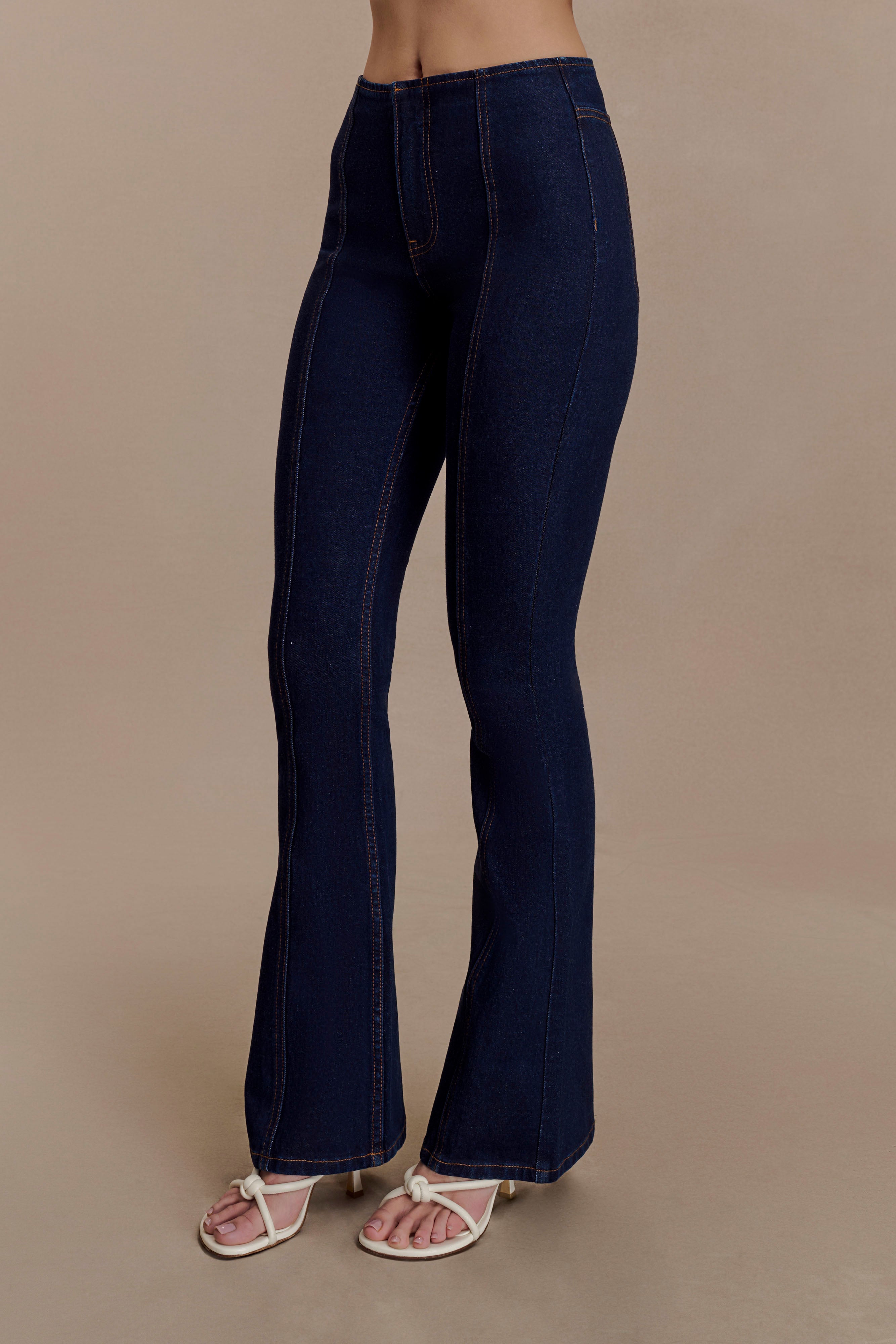 Clio Paneled Flare Jeans - Indigo Blue