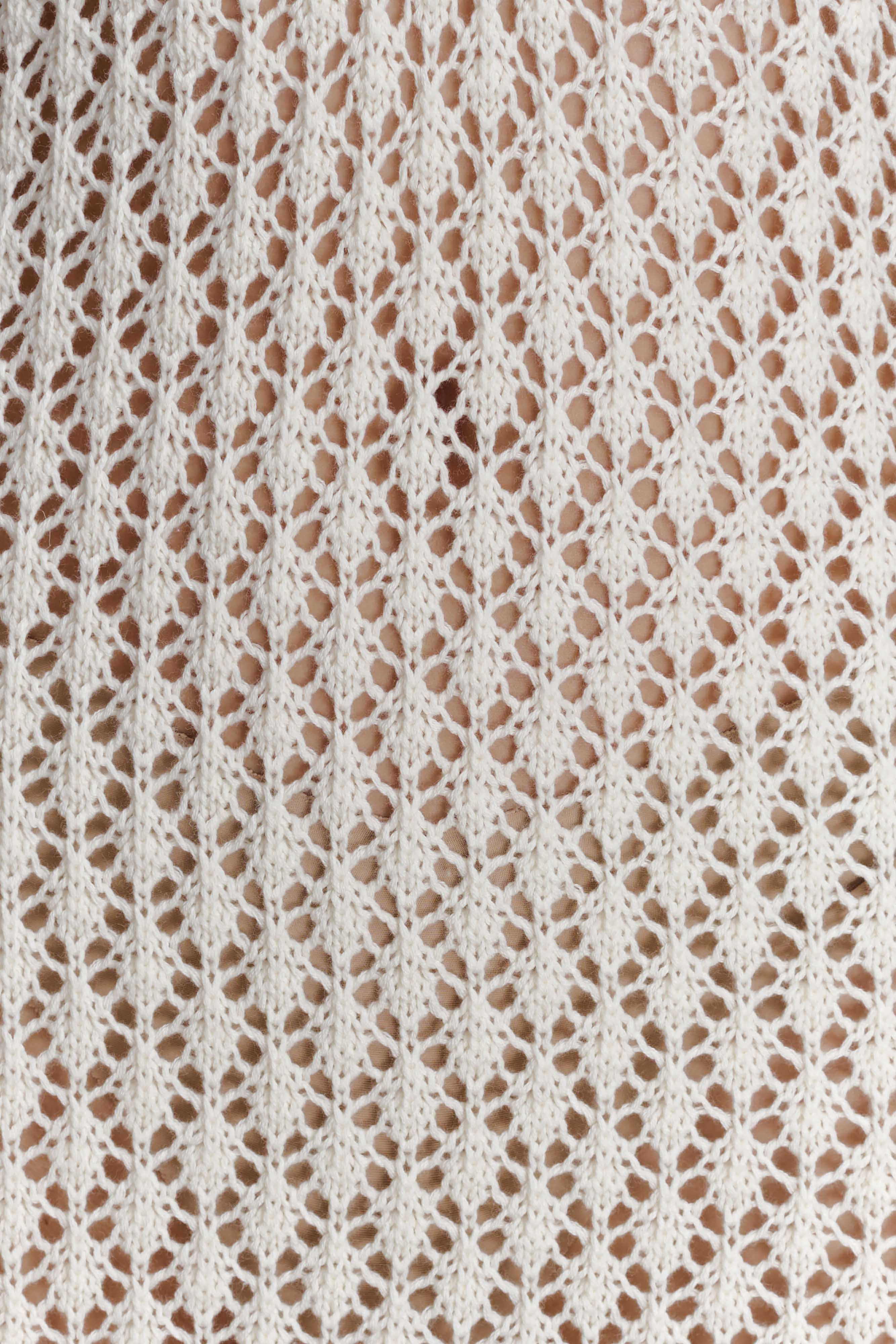 Kayleigh Crochet Fishtail Flare Sleeve Maxi Dress - White