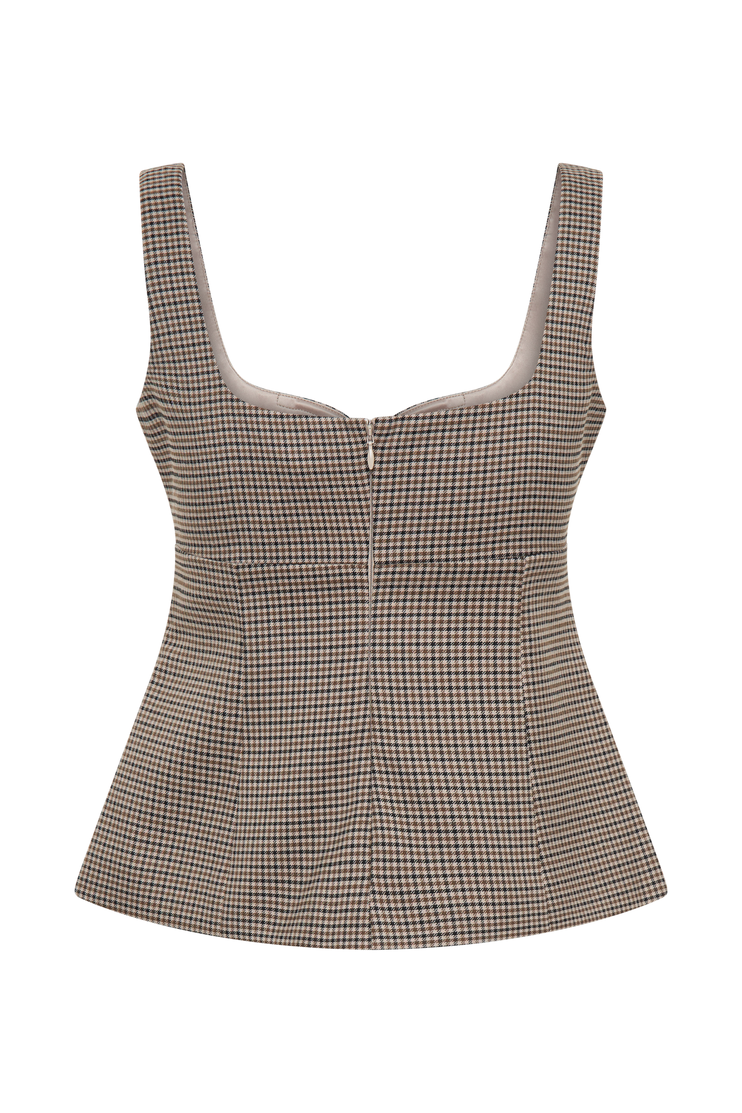Lawry Structured Longline Top - Tan Check
