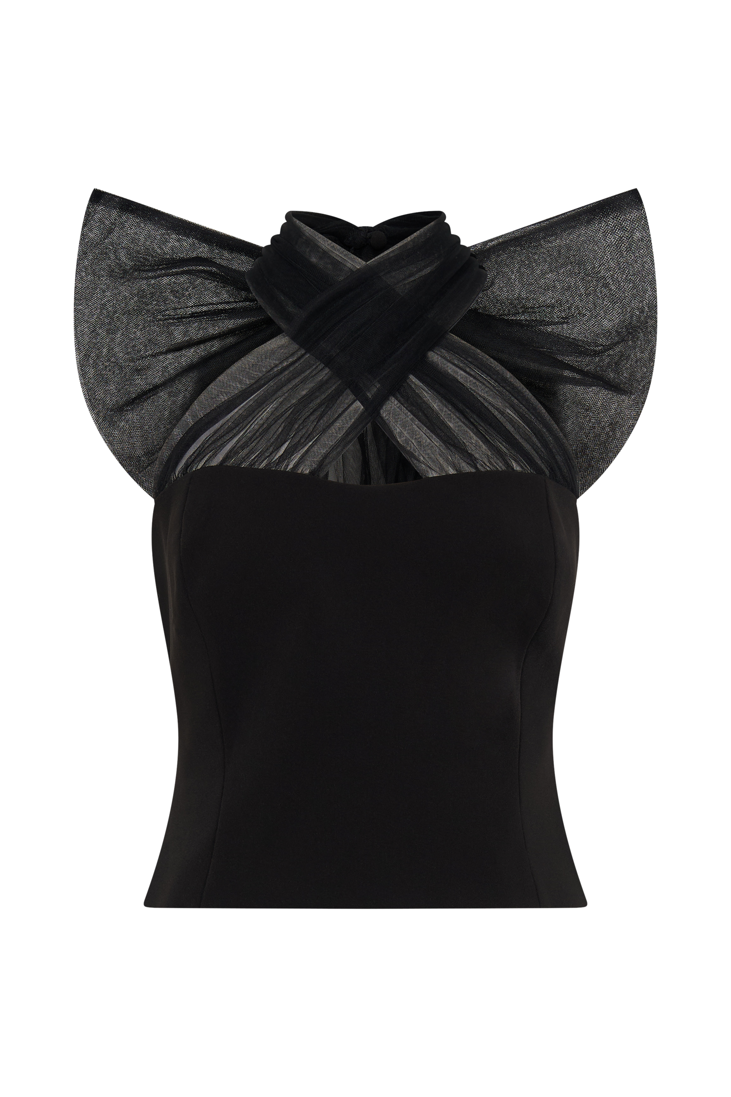 Maryam Tulle Bow Top - Black