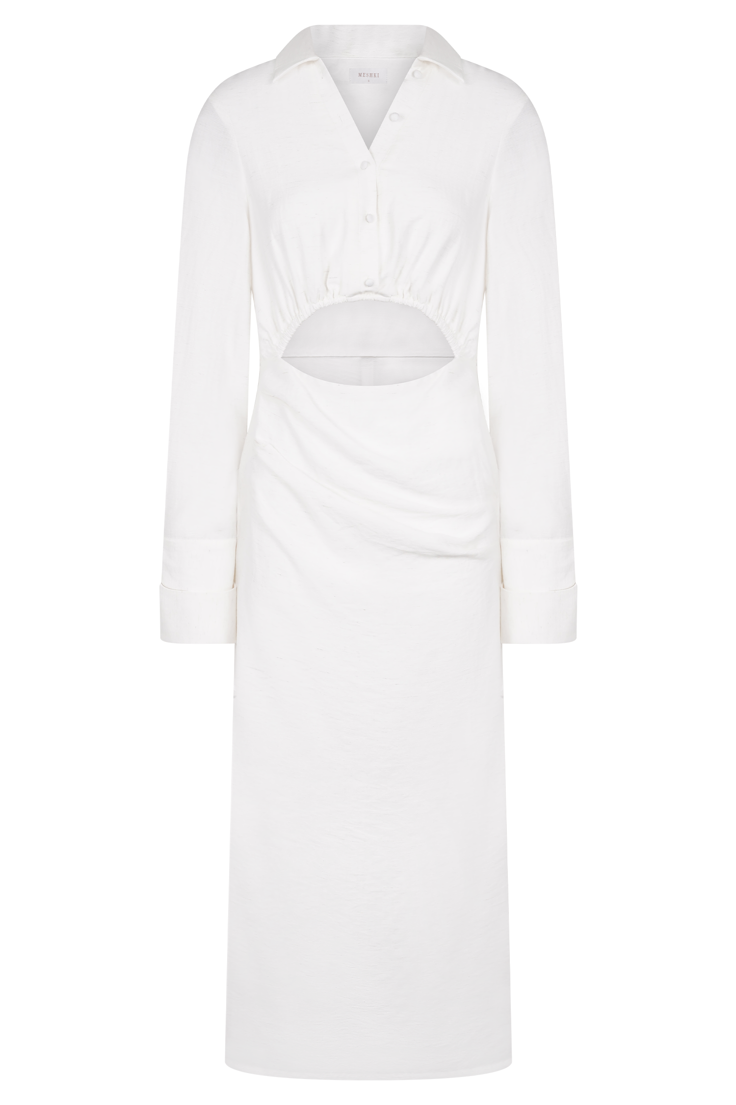 Cecilie Cut Out Shirt Midi Dress - White