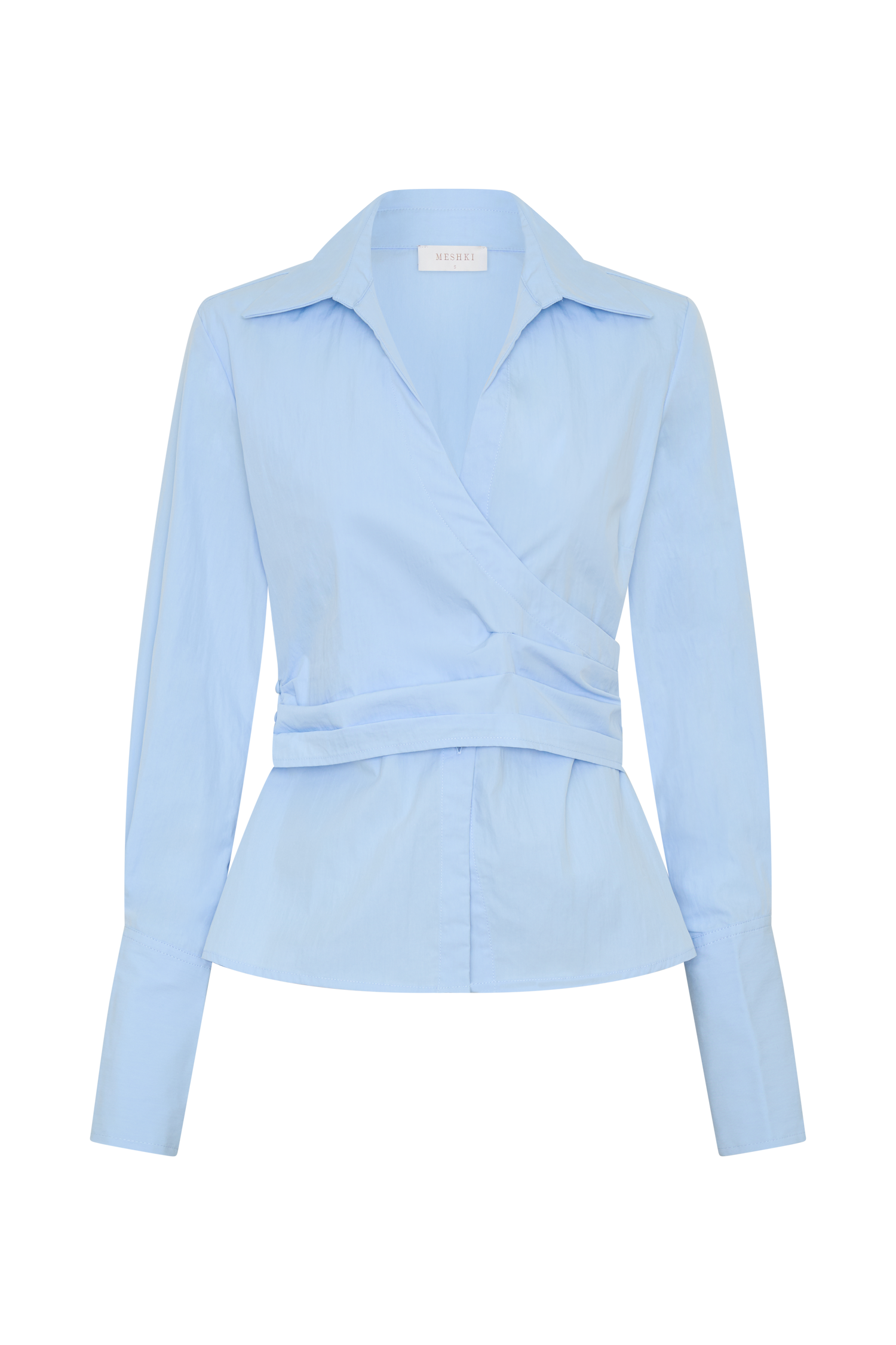 Eugenia Wrap Cotton Shirt - Blue