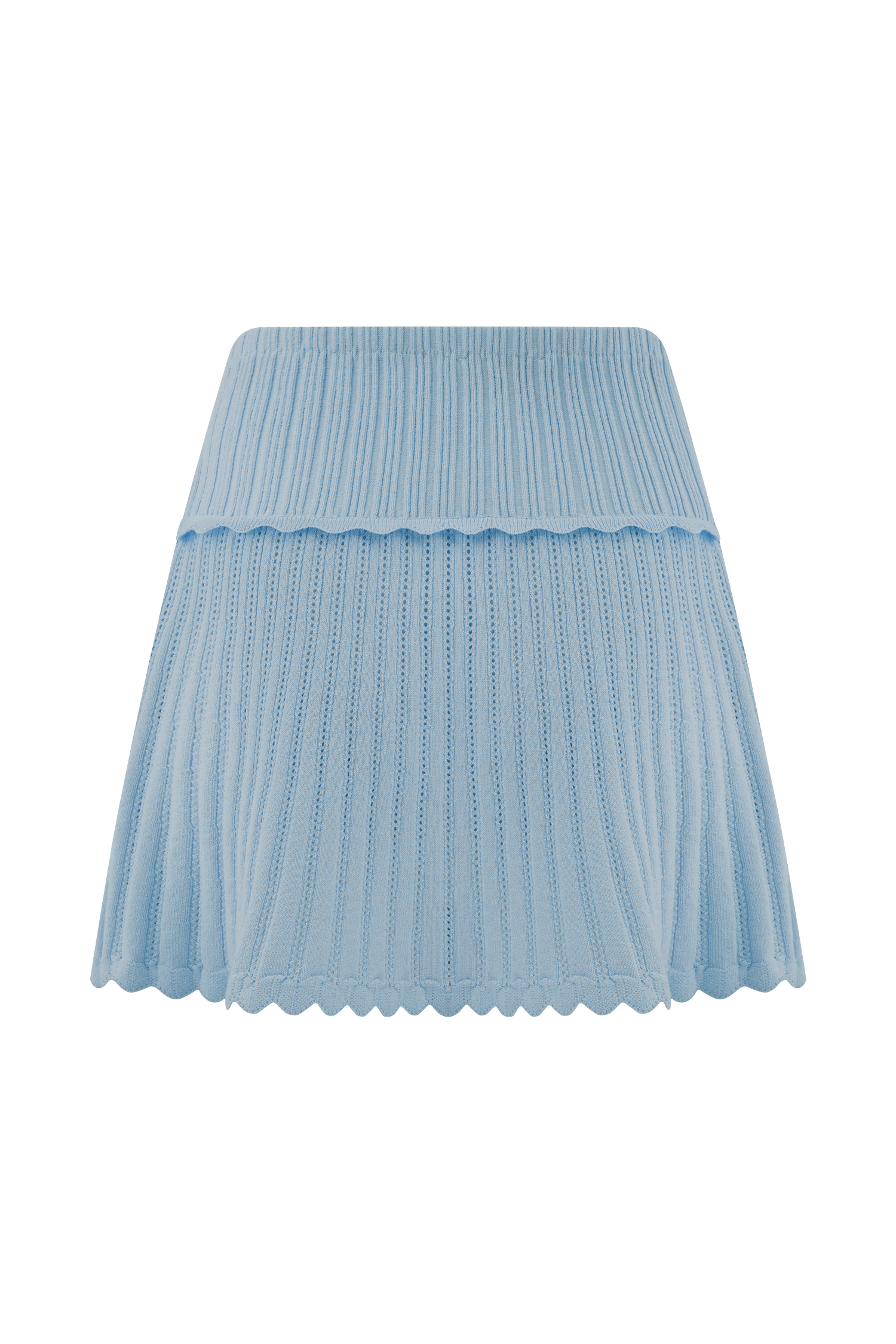Indy Pointelle Knit Mini Skirt - Cornflower Blue